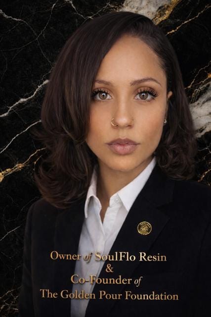 Diamond Janczak, Co-Founder of The Golden Pour Foundation and owner of SoulFlo Resin